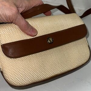 Etienne Aigner straw/leather smaller crossbody bag